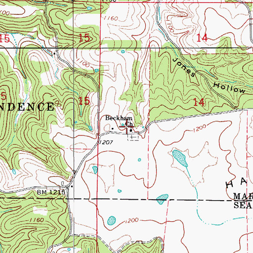 Topographic Map of Beckham Church, AR