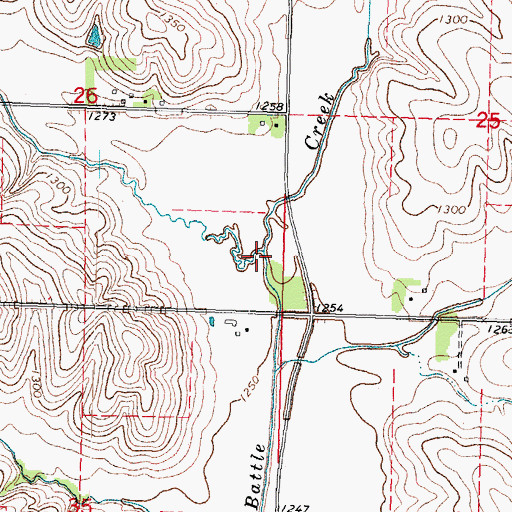 Topographic Map of West Fork Battle Creek, IA