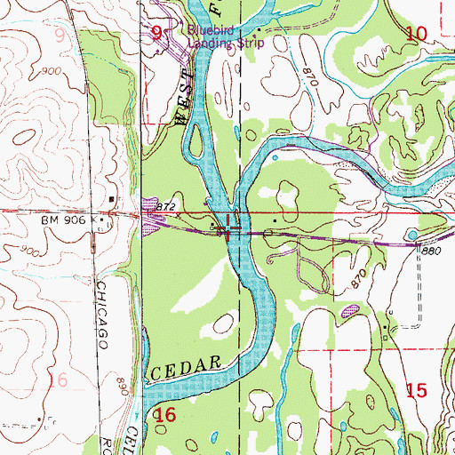 Topographic Map of West Fork Cedar River, IA