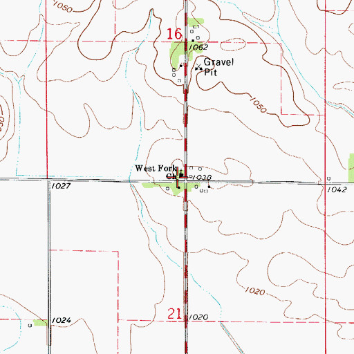 Topographic Map of West Fork Church, IA