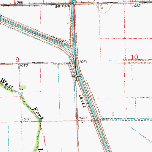 Topographic Map of West Fork Ditch, IA