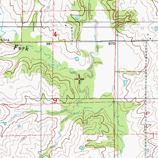 Topographic Map of West Fork Locust Creek, IA