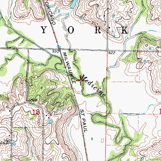 Topographic Map of West Fork Medicine Creek, MO