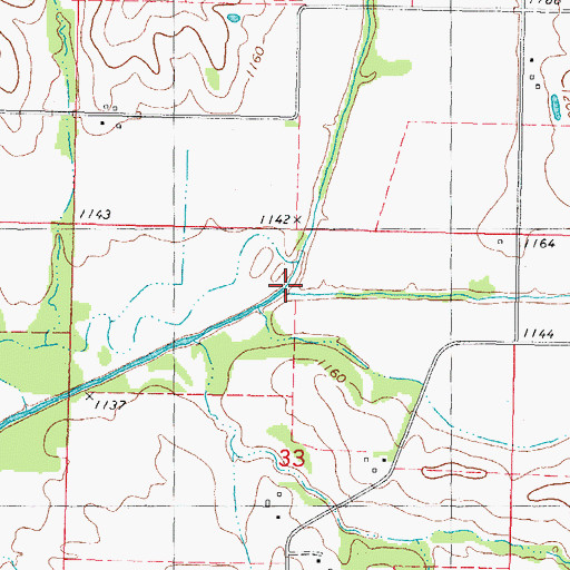 Topographic Map of West Fork Middle Nodaway River, IA