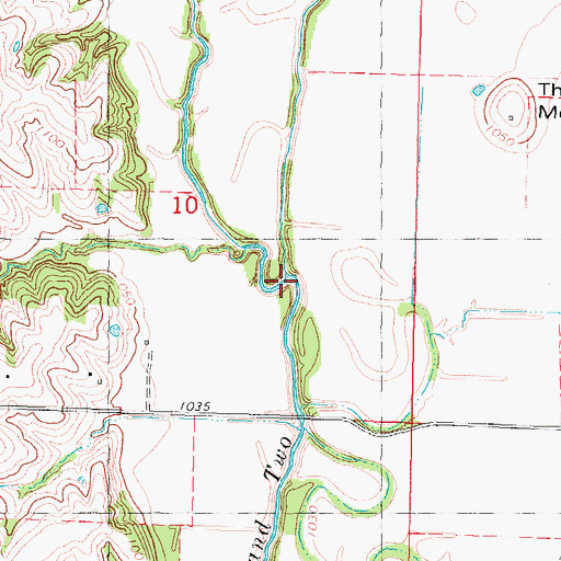 Topographic Map of West Fork One Hundred and Two River, MO