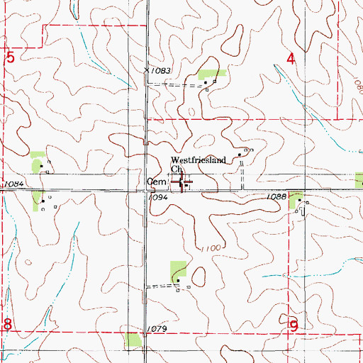 Topographic Map of Westfriesland Church, IA