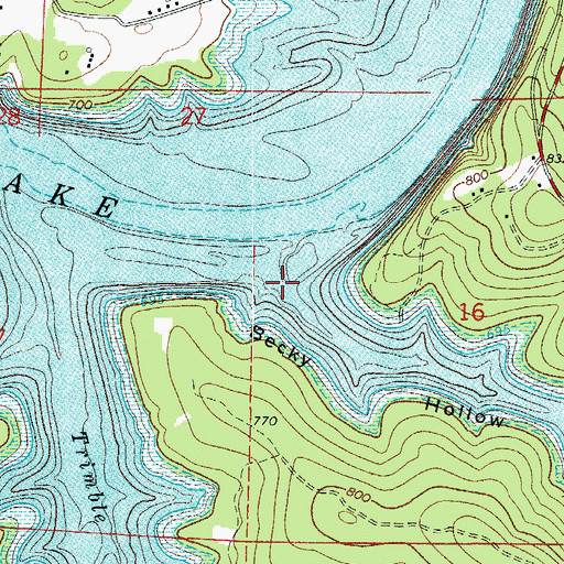 Topographic Map of Becky Hollow, AR