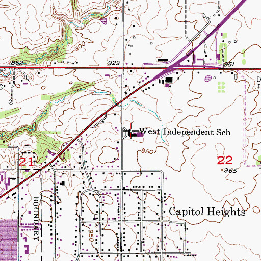 Topographic Map of Delaware Elementary School, IA