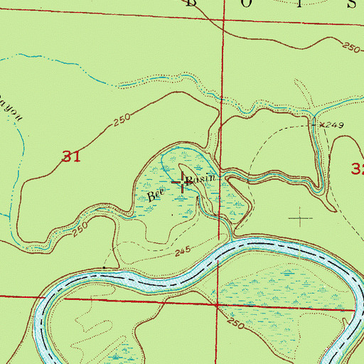 Topographic Map of Bee Basin, AR