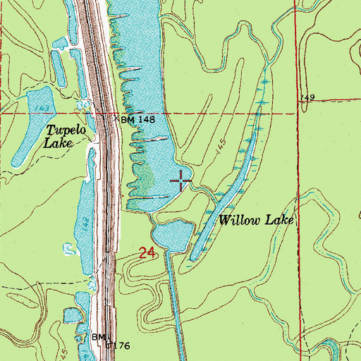 Topographic Map of Bee Bayou, AR