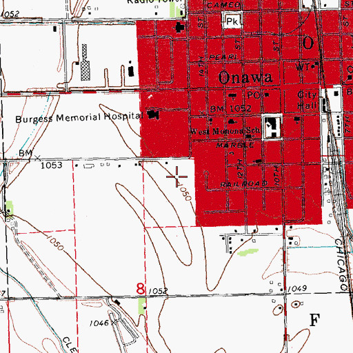 Topographic Map of West Monona High School, IA