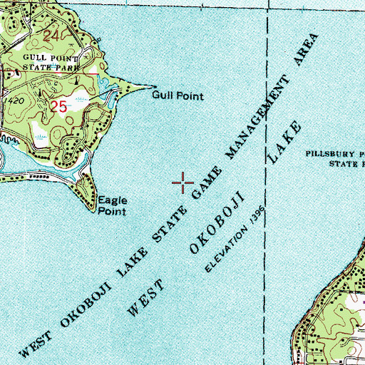 Topographic Map of West Okoboji Lake Wildlife Management Area, IA