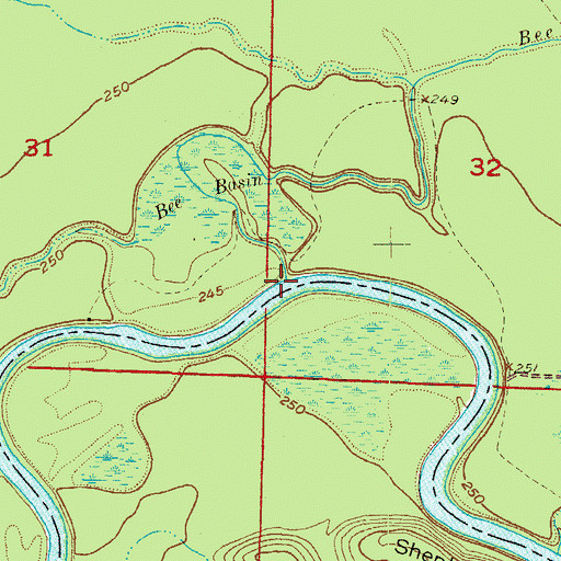 Topographic Map of Bee Bayou, AR