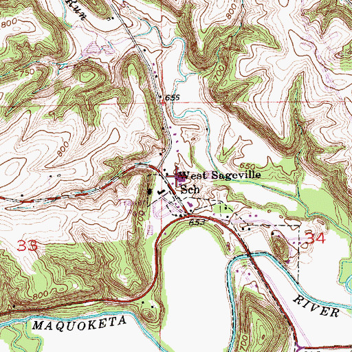 Topographic Map of Sageville Elementary School, IA