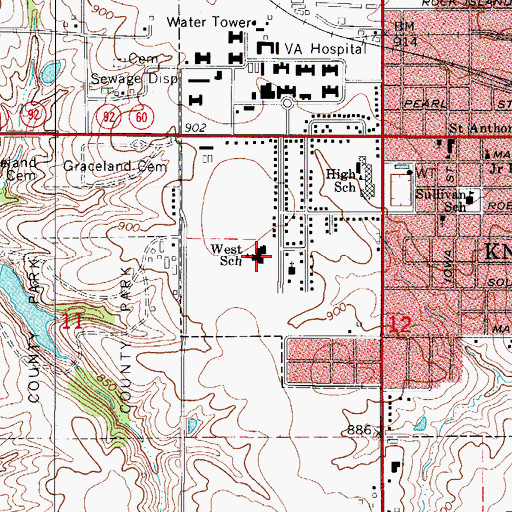 Topographic Map of West Elementary School, IA