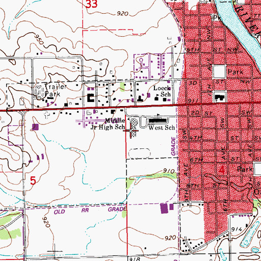 Topographic Map of West Elementary School, IA