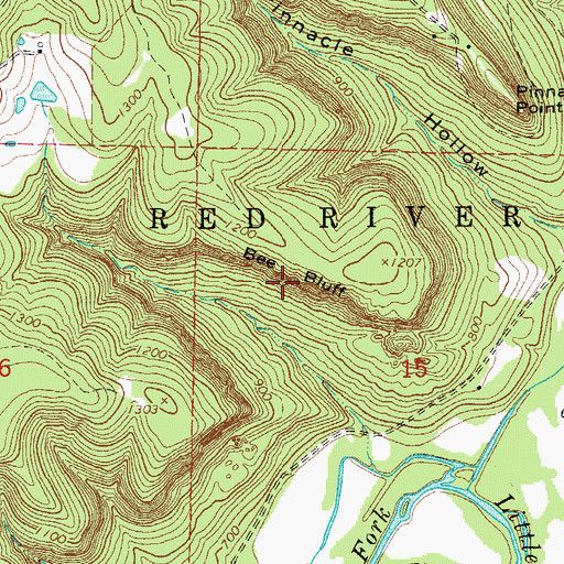 Topographic Map of Bee Bluff, AR