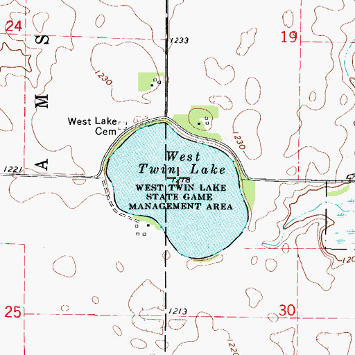 Topographic Map of West Twin Lake State Game Management Area, IA