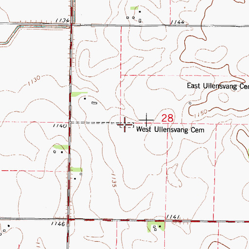 Topographic Map of West Ullensvang Cemetery, IA