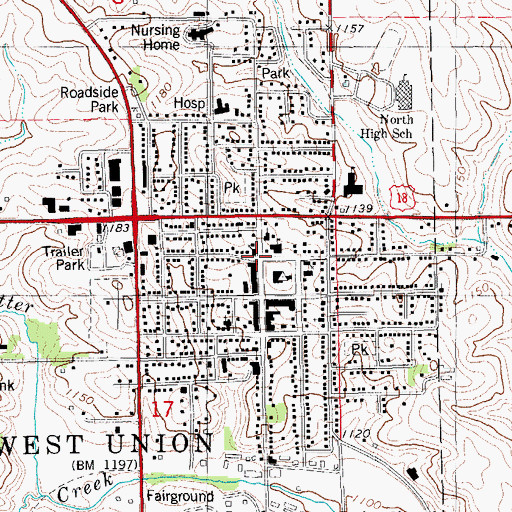 Topographic Map of West Union, IA