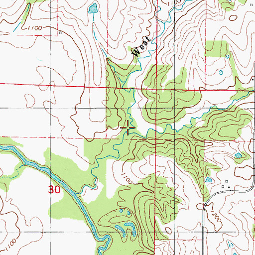 Topographic Map of West Wolf Creek, IA