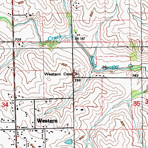 Topographic Map of Western Cemetery, IA