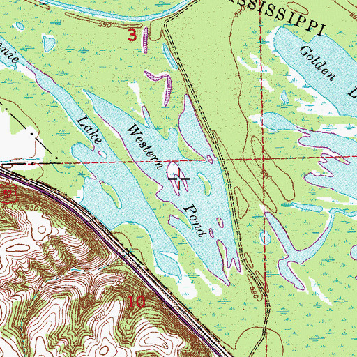 Topographic Map of Western Pond, IA