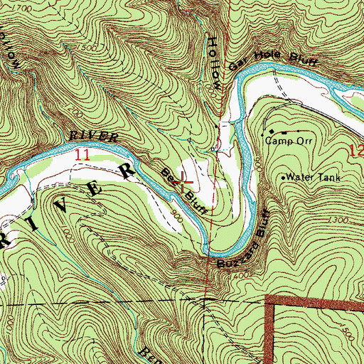 Topographic Map of Bee Bluff, AR