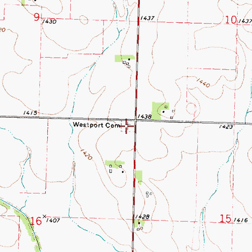 Topographic Map of Westport Cemetery, IA
