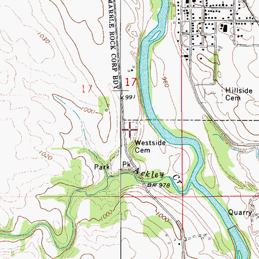 Topographic Map of Westside Cemetery, IA