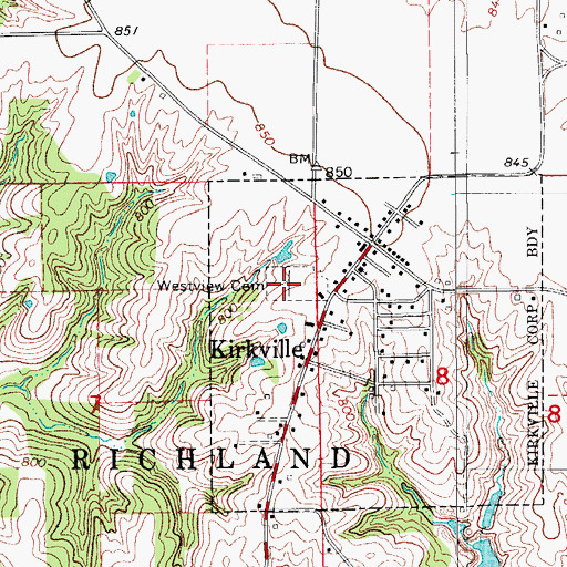 Topographic Map of Westview Cemetery, IA