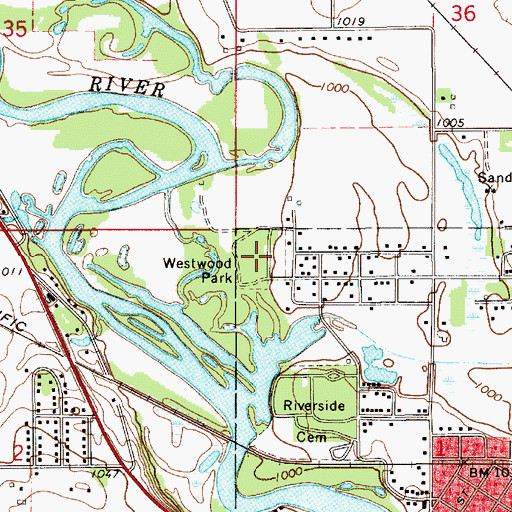 Topographic Map of Westwood Park, IA