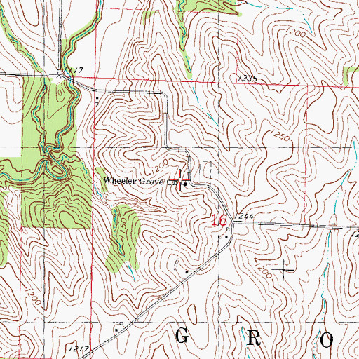 Topographic Map of Wheeler Grove Church, IA