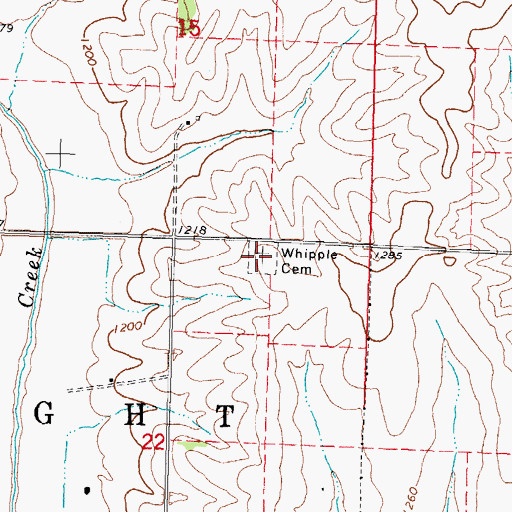 Topographic Map of Whipple Cemetery, IA