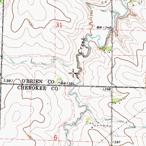 Topographic Map of Whiskey Creek, IA