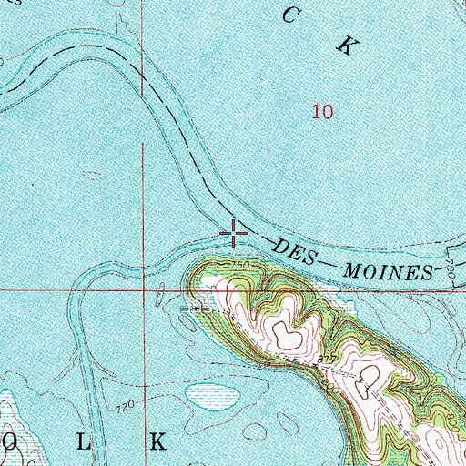 Topographic Map of White Breast Creek, IA