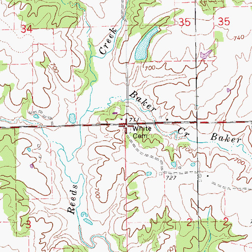 Topographic Map of White Cemetery, IA