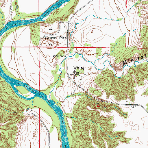 Topographic Map of White Cemetery, IA