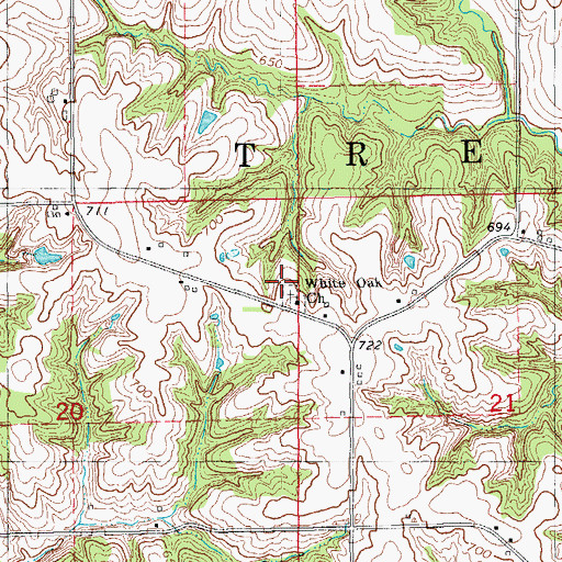 Topographic Map of White Oak Cemetery, IA