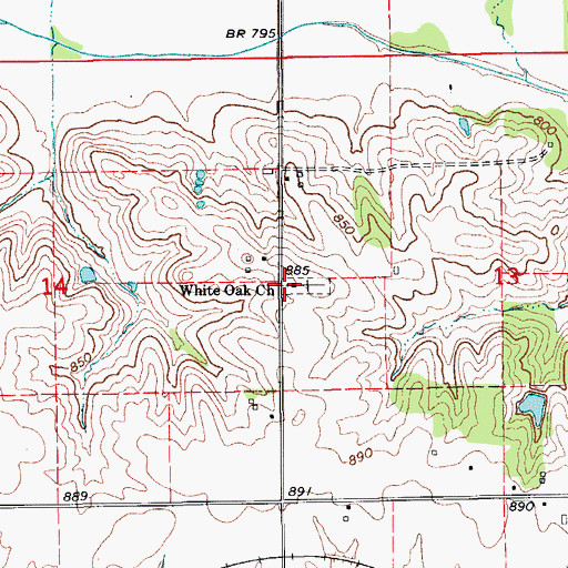 Topographic Map of White Oak Church, IA