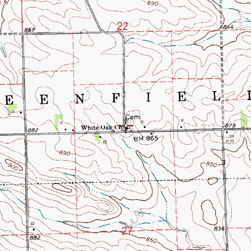 Topographic Map of White Oak Church, IA