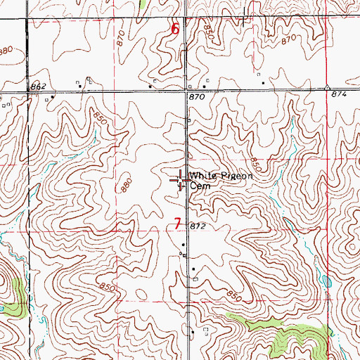 Topographic Map of White Pigeon Cemetery, IA