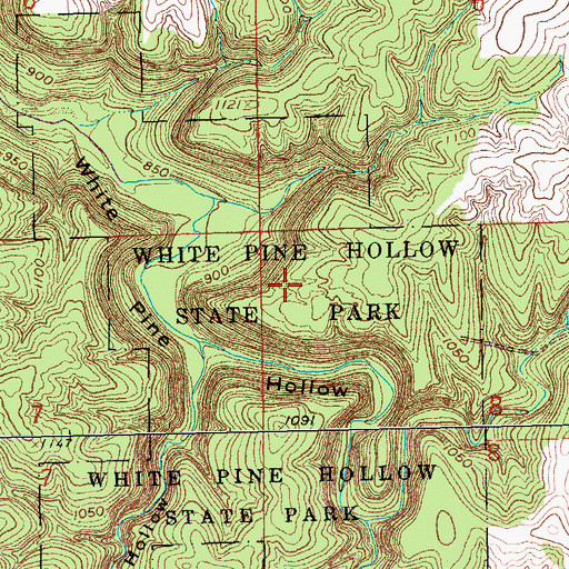 Topographic Map of White Pine Hollow State Park, IA