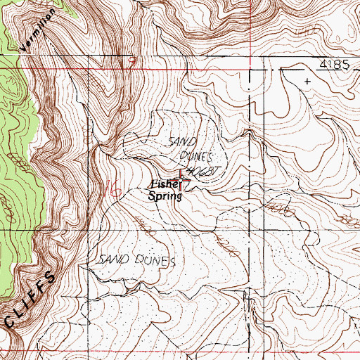 Topographic Map of Fisher Spring, AZ
