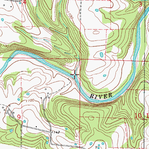 Topographic Map of Bee Creek, AR