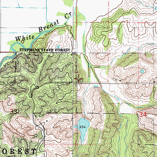 Topographic Map of Whiteoak School, IA