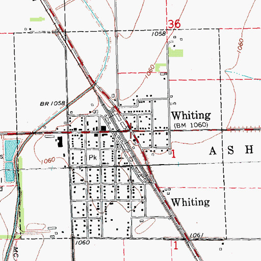 Topographic Map of Whiting, IA