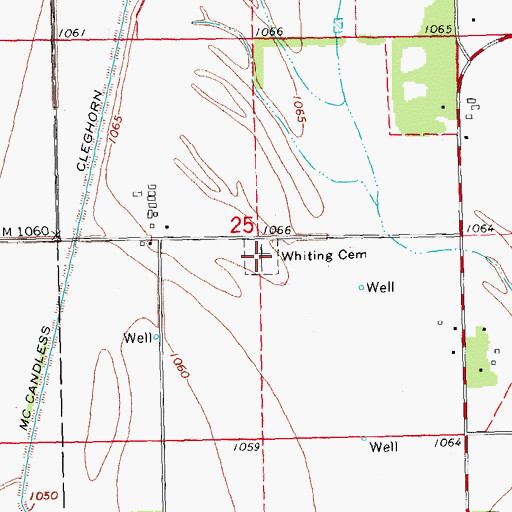 Topographic Map of Whiting Cemetery, IA