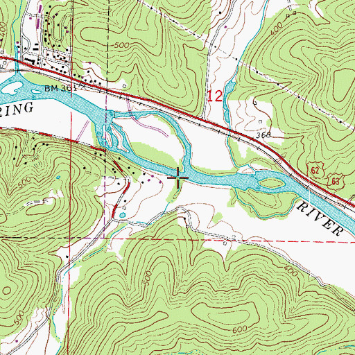 Topographic Map of Bee Creek, AR