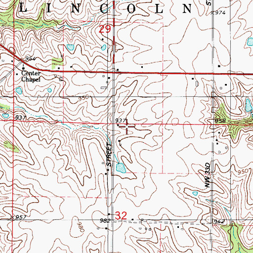 Topographic Map of Whitman School, IA